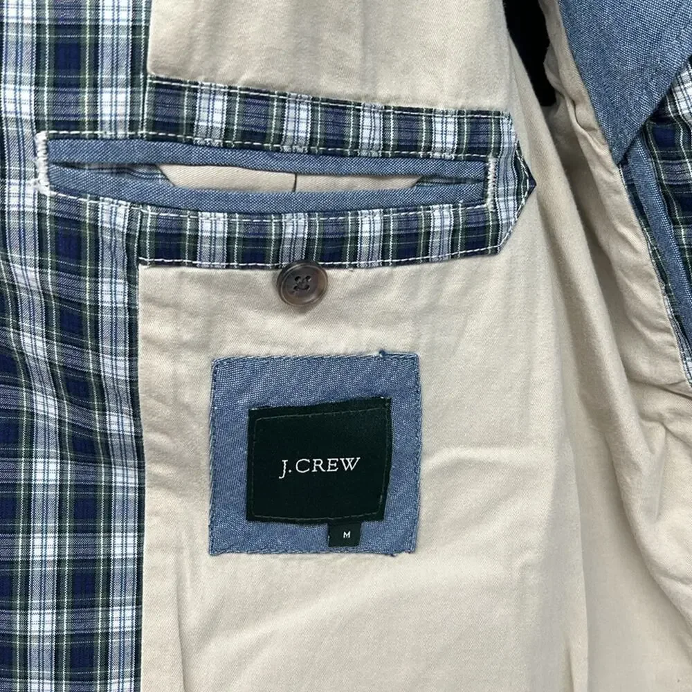 J. Crew Men's Two Button Plaid Blazer - Blue/Green/White - Medium